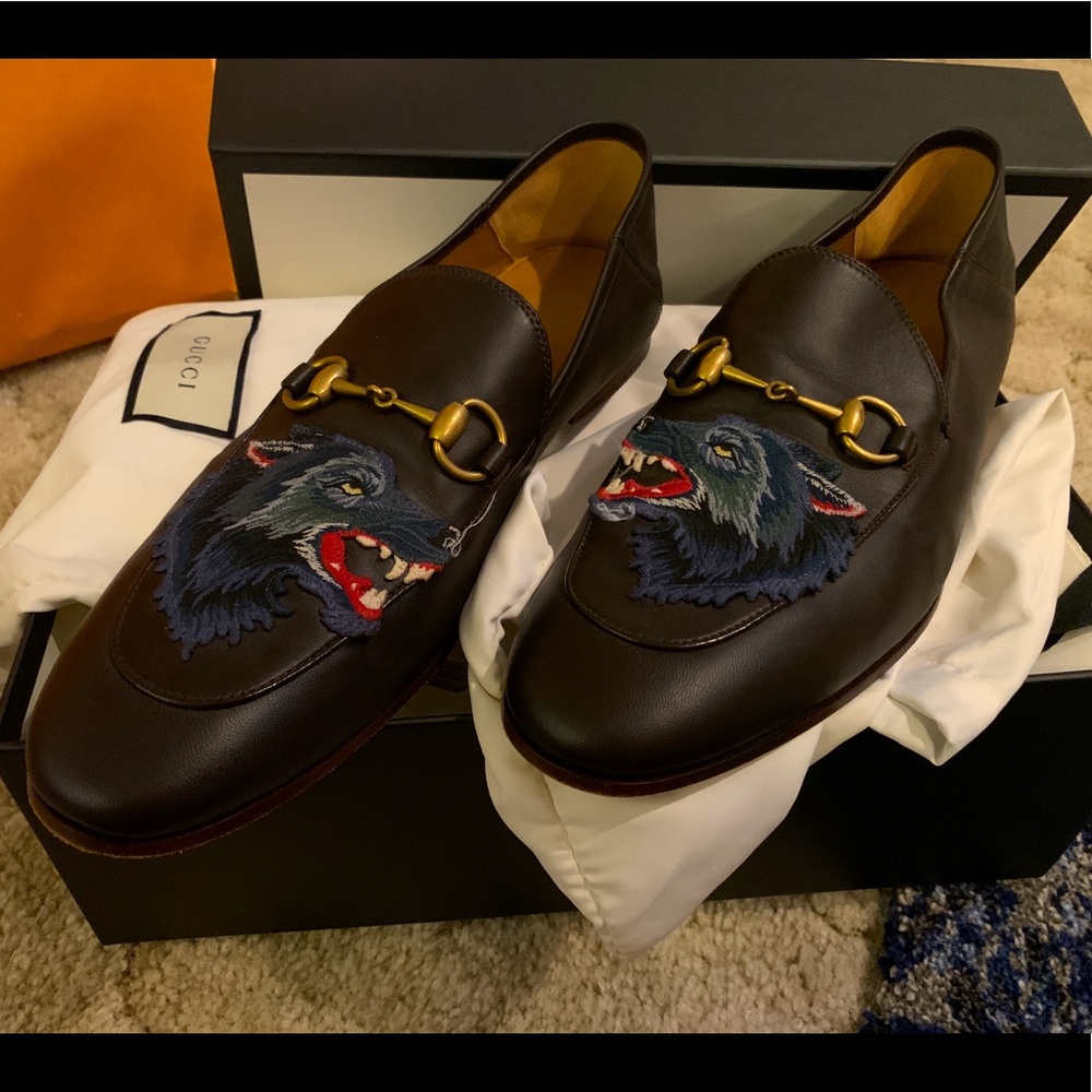 Authentic Gucci brown leather loafers